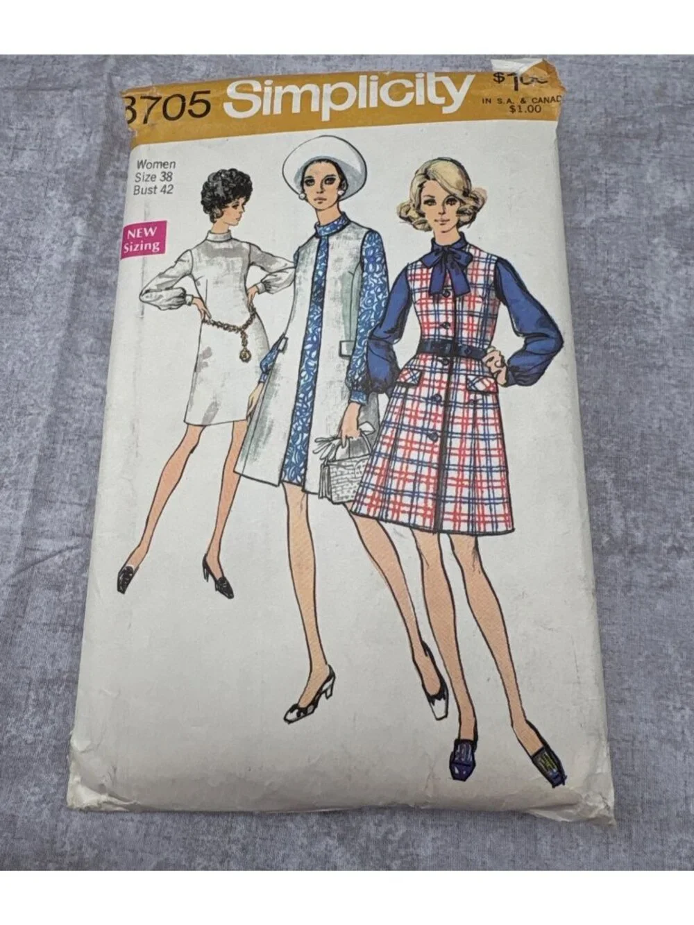 Simplicity 8705 Women Sewing Pattern Size 38 Dress Coats Uncut 1970